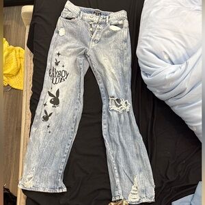 PLAYBOY Blue Flare Wide Leg Jeans